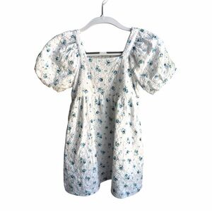 Copper Key White and Blue Floral Kids Dress